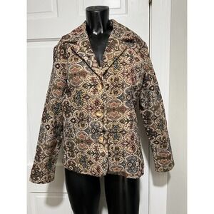Vintage Womens 1990s Embroidered Brown Jacket